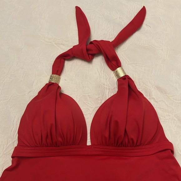 Venus Goddess Ruffle Hem Halter Tankini Swimsuit Top & Bottom - Picture 2 of 8